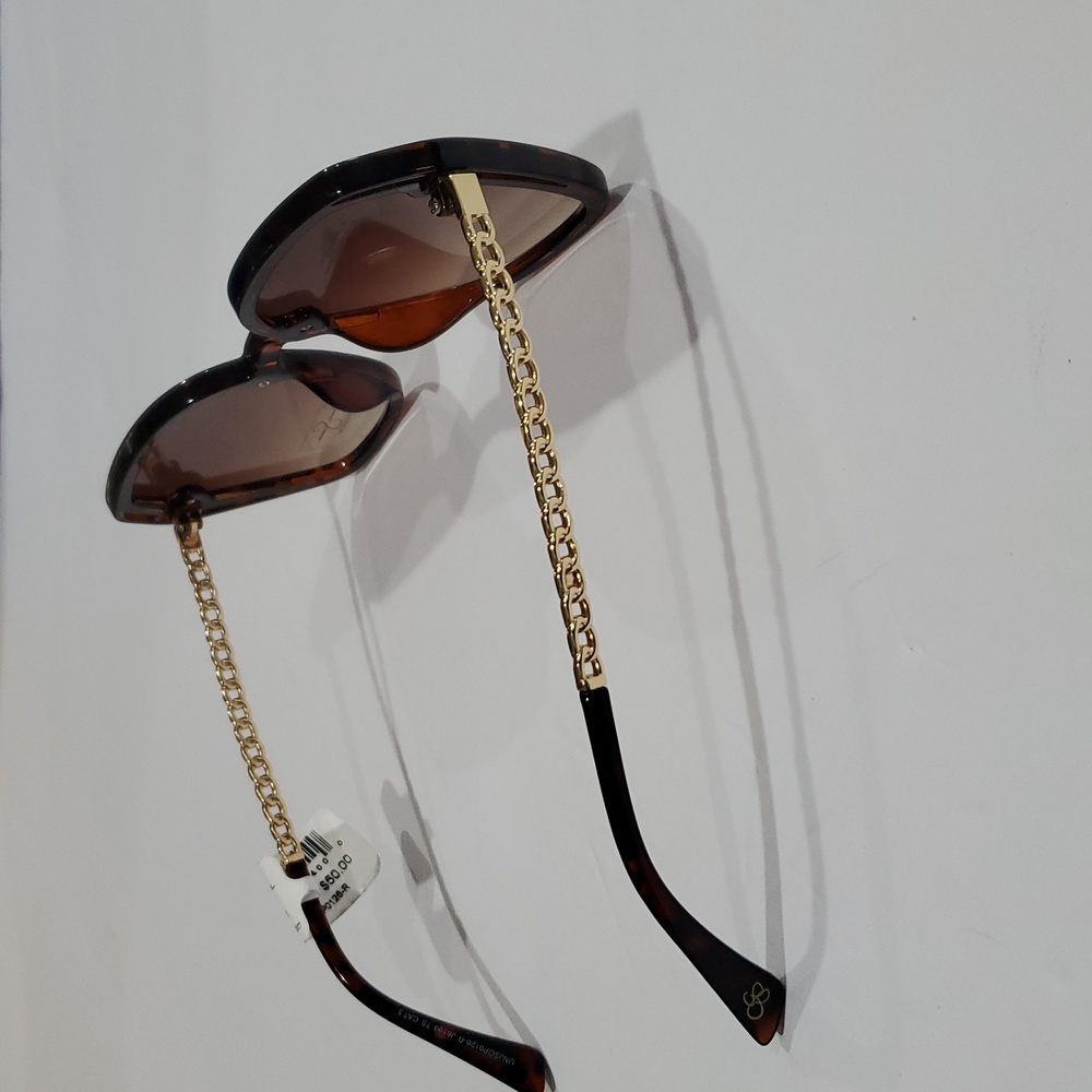 Jessica Simpson J6199 brown tortoiseshell chainlink arm oversized sunglasses new